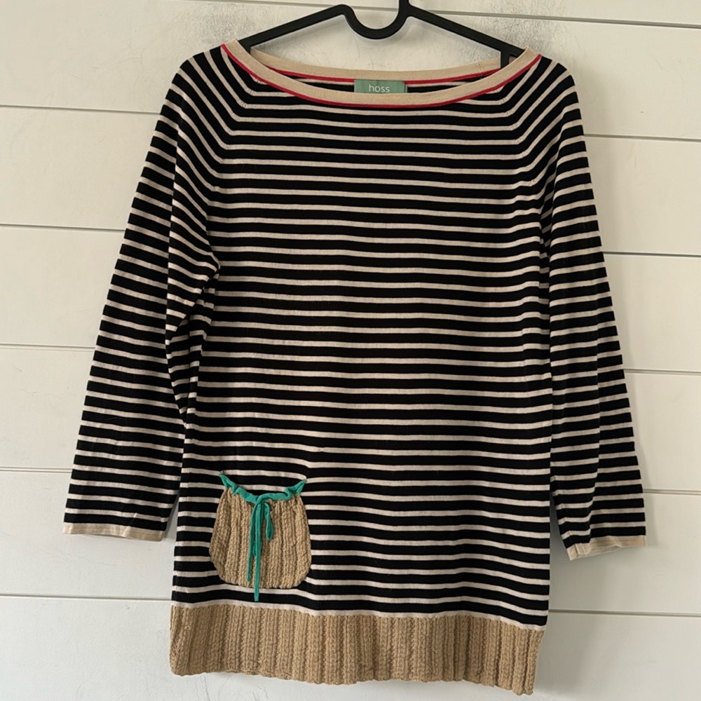 Vintage Hoss iNTROpia No Size Measures Size Small Knit Nautical Striped Top
